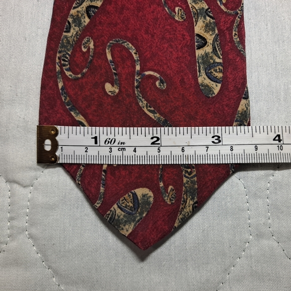 Jacobs Roberts Ltd. 💯 Silk Necktie 57"x3.5" Burgundy/Tan Paisley Made in USA - Picture 9 of 10